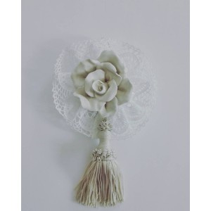 Home Decor - Ceramic Rose with Cotton Lace